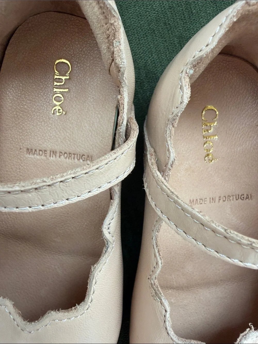 Chloe Pink Scalloped Leather Mary Jane Shoes, size 20 (4.5-5 US)